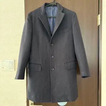 그레이 체스터 코트 울 혼방 3 버튼 L