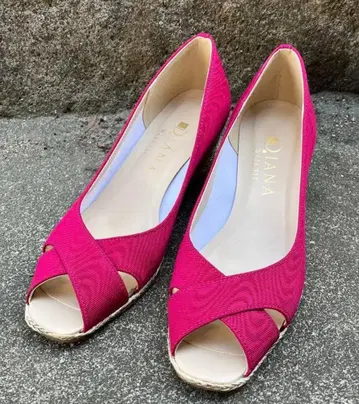다이애나 23.5cm 핑크 오픈토 웨지