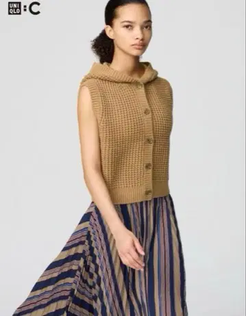 [ 미사용 새상품 ] UNIQLO 와플 니트 후디드 베스트 S