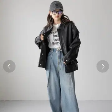 오버 사이즈/인조 가죽 블루종 RAGEBLUE