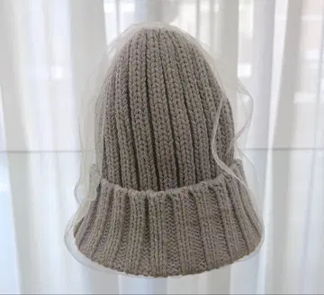 CA4LA 베이지 그레이 튤 니트 비니