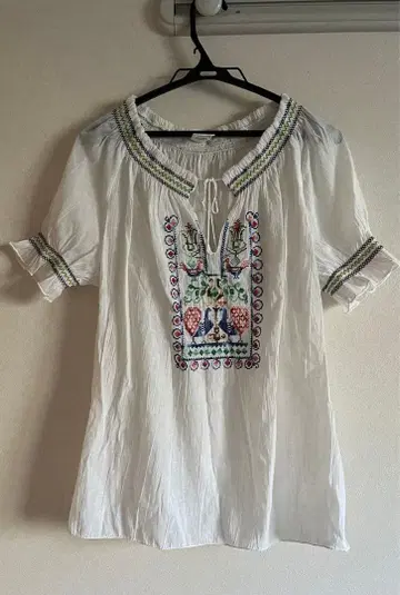 자수 화이트 빈티지 블라우스 K Papoutsaki 그리스 제