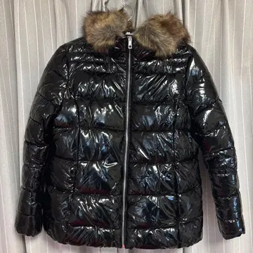 블랙 퍼 다운 자켓