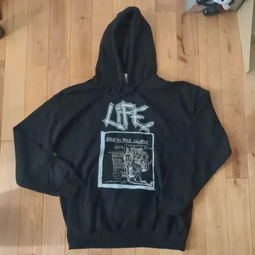 LIFE 그래픽 후드티 블랙