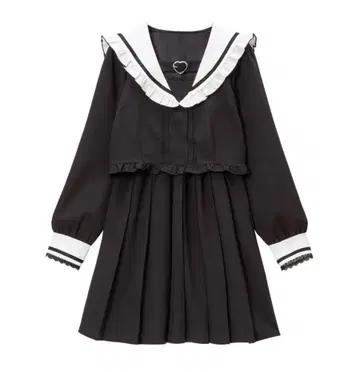 유메텐보 Dear My Love 셋업풍 하트 벨트 세일러 원피스