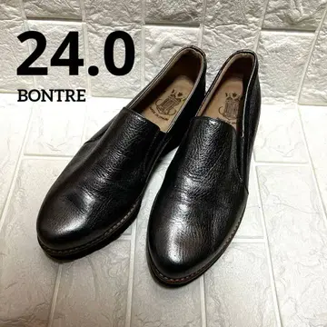 BONTRE 통굽 슬립온 여성용 블랙 가죽 신발