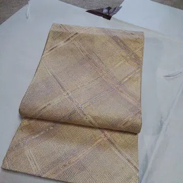 골드 컬러 체크 무늬 전통, 후쿠로 오비