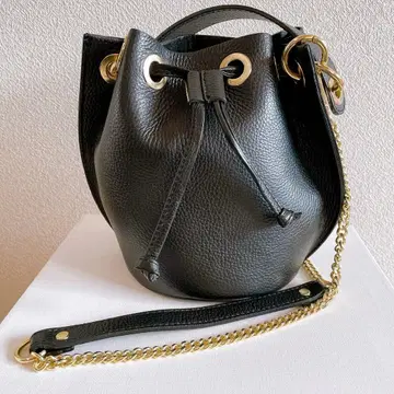 마르코 비안치니 버킷 숄더 블랙 금장 장식 새상품급