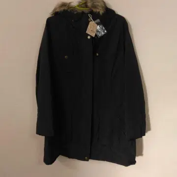 택 포함 새상품 퍼 달린 후드 자켓 LL 사이즈 네이비 여성