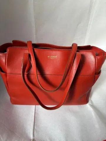 russet 가죽 토트백 오렌지