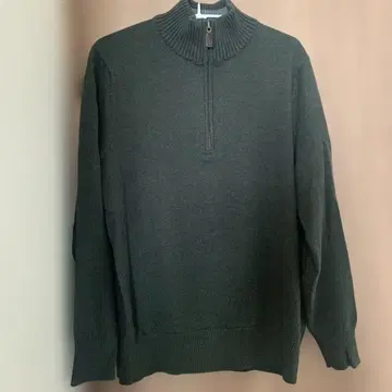 남성용 #에디바우어 다크 그린 하프 지퍼 니트