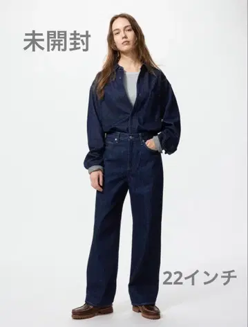 UNIQLO 와이드 스트레이트 청바지 표시 사이즈 69ANAVY 22인치