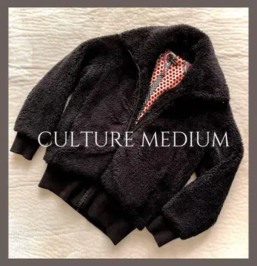 culture medium 인조 모피 W 지퍼 자켓 블랙