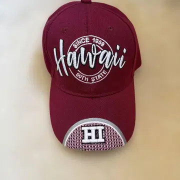 하와이 구매 미사용품 자수 와인 레드캡 모자