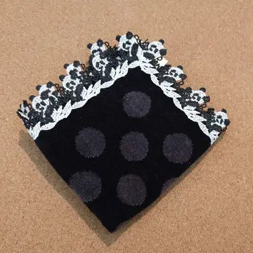 치카자와 레이스 타월 손수건 팬더 블랙