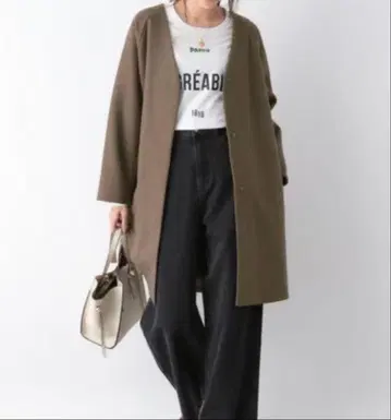 [ 미사용 새상품 ] 글로벌 워크 스트레치 노카라 코트  모카 M