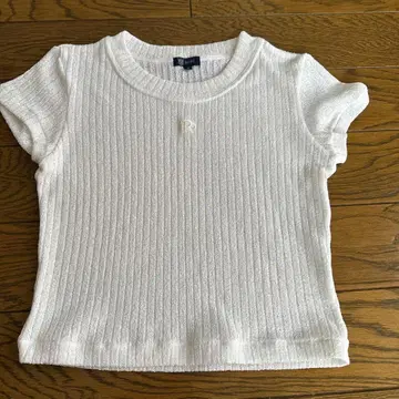 ROPE 리브 반팔 니트 M 화이트