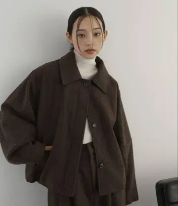 코트 아우터 체크 숏 자켓 여성용 다크 브라운