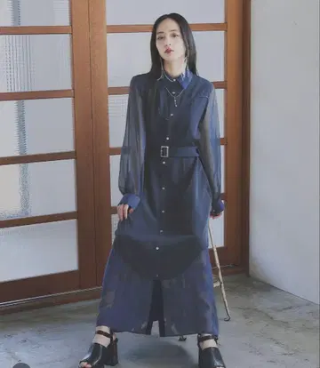 배색 시어 원피스 HARE