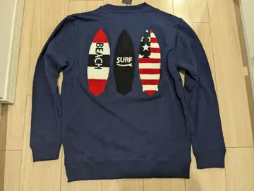 서핑보드 와펜 네이비 트레이닝복 맨투맨 캘리포니아