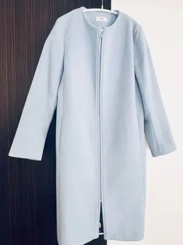 IENA 울 비버 노카라 코트 스카이블루 36