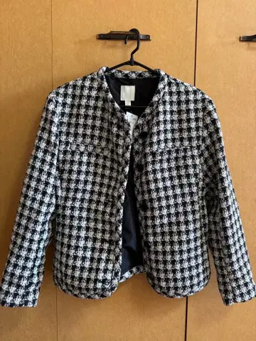 테일러드 자켓 체크 무늬 블랙 화이트