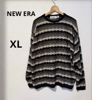 NEW ERA [ XL ] 스트라이프 니트 스웨터 얇은 소재 남성용 긴팔