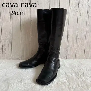 cava cava 사바사바 천연 가죽 롱 부츠 블랙 24cm