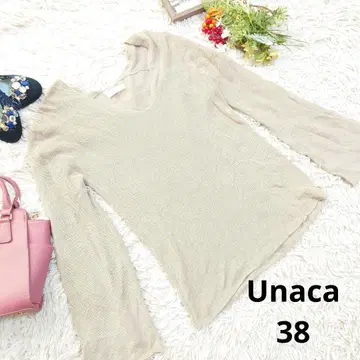 새상품급 Unaca 니트/스웨터 (M) 베이지/V넥