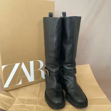 ZARA 천연 가죽 롱 부츠