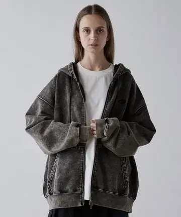 [ CLEL ] 헤비웨이트 로고 자수 풀 집업 후드티