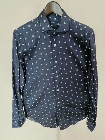 Cricket 슬림 네이비 도트 무늬 긴팔 셔츠