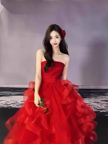 웨딩 드레스, 컬러 드레스 빨간색