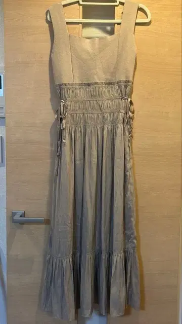 프레이 아이디 니트 콤비 셔링 리본 원피스