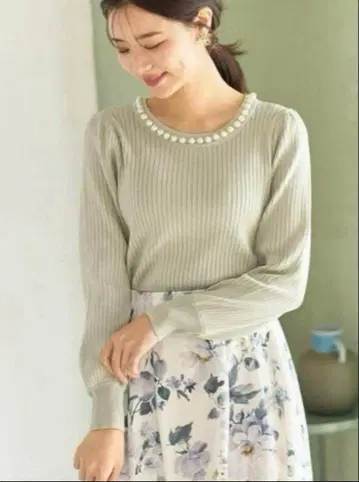 tocco closet 펄 장식 리브 니트 풀오버