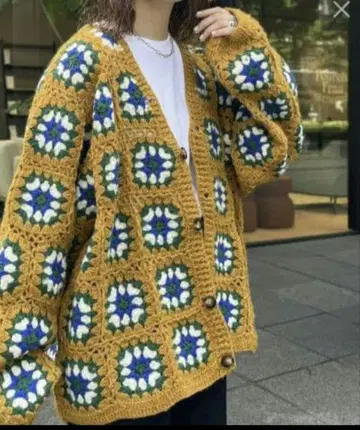 CPCM 핸드 니트 크로셰 가디건