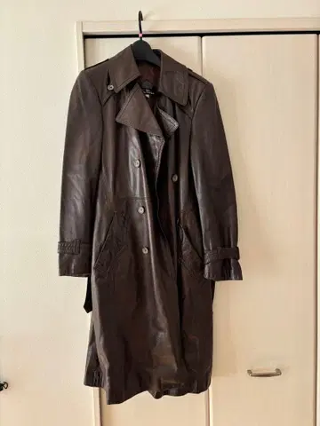 cortefiel 브라운 가죽 롱 코트 34