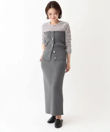 SLOBE IENA 코튼 리브 스커트