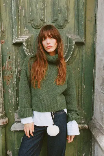 ZARA 택 포함 완판 큼직한 올리브 그린 터틀넥 스웨터