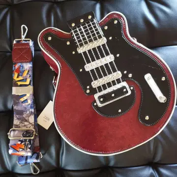 기타 모양 가방 레드 여성용 남성용 오샤레 숄더백