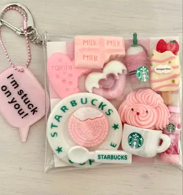 가챠 파우치 카페풍 데코레이션 부품 데코 부품 핑크 계열