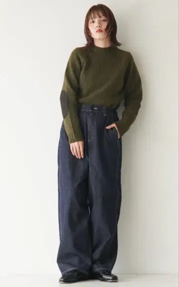 soglia 엘보우 패치 니트 베이지