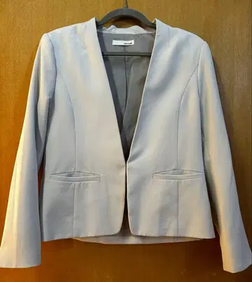 베이지 노카라 자켓&팬츠 세트