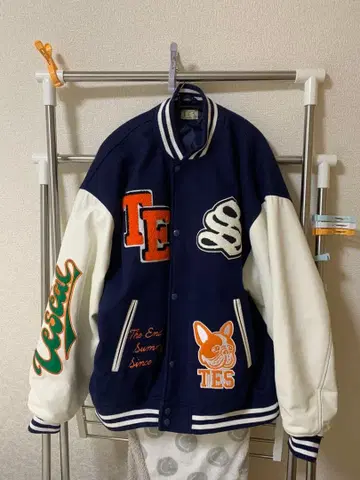 TES 바시티 자켓 L 네이비/화이트