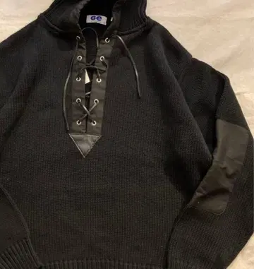 90s GOOD ENOUGH 레이스업 니트 후드티