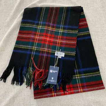존스턴스 머플러 대형 타탄 체크 스톨 블랙스튜