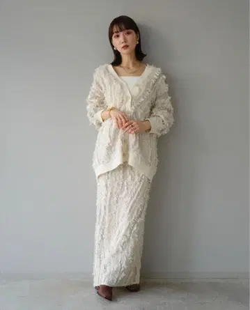 lumier 프린지 가디건 & 스커트 셋업 3종 세트