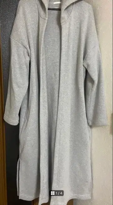 GU 후드 부착 롱 가디건 가디건 가운