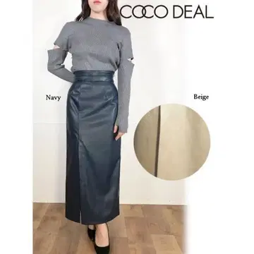코코딜 에코 가죽 타이트 스커트 네이비