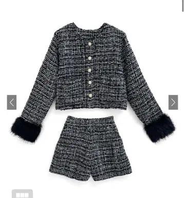 2Way 퍼 자켓 x 숏팬츠 트위드 셋업[nh184]